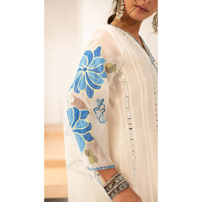 AM by Anita Mittal Zoya Off White Anarkali with Pant and Dupatta