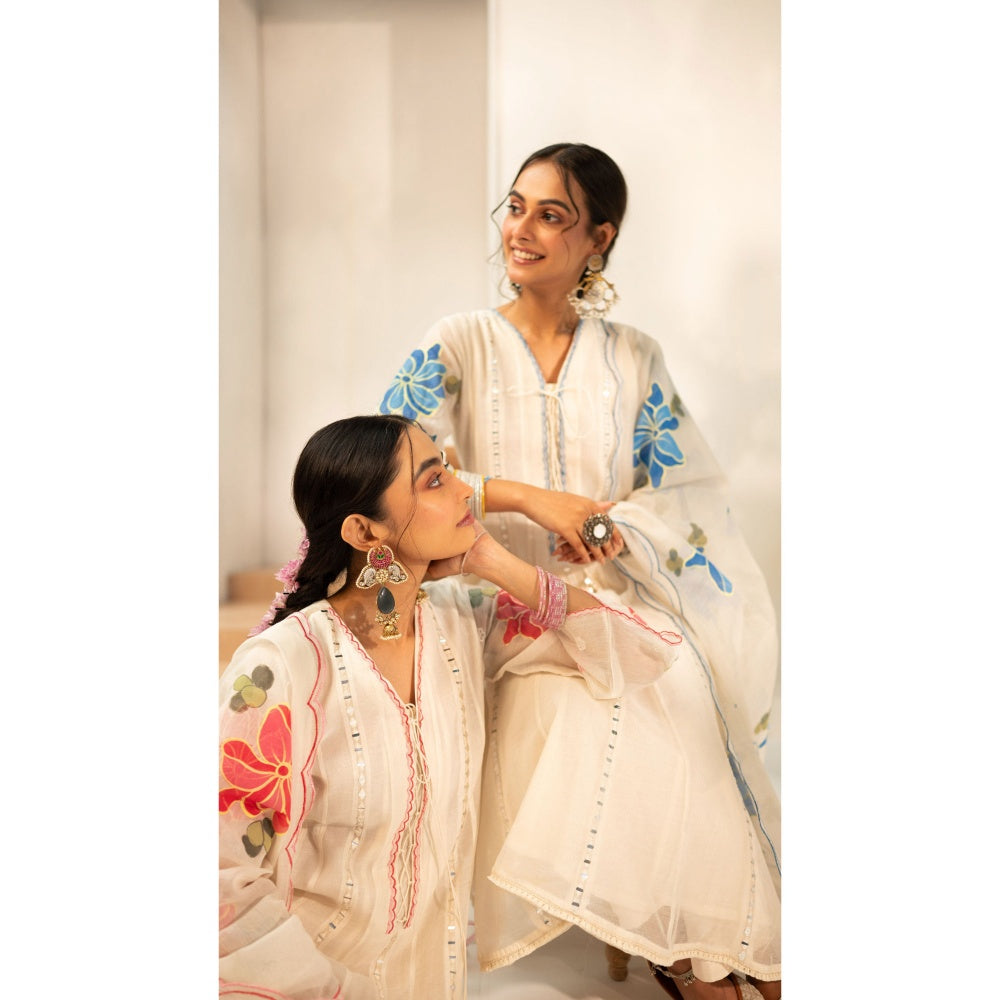AM by Anita Mittal Zoya Off White Anarkali with Pant and Dupatta