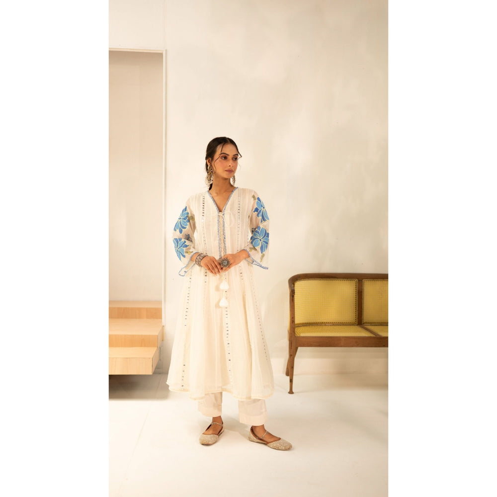 AM by Anita Mittal Zoya Off White Anarkali with Pant and Dupatta