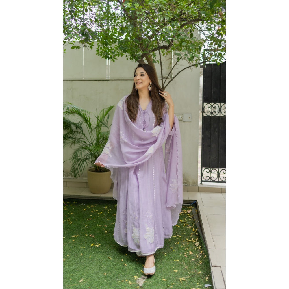 AM by Anita Mittal Zara Lavender Anarkali with Pant and Dupatta