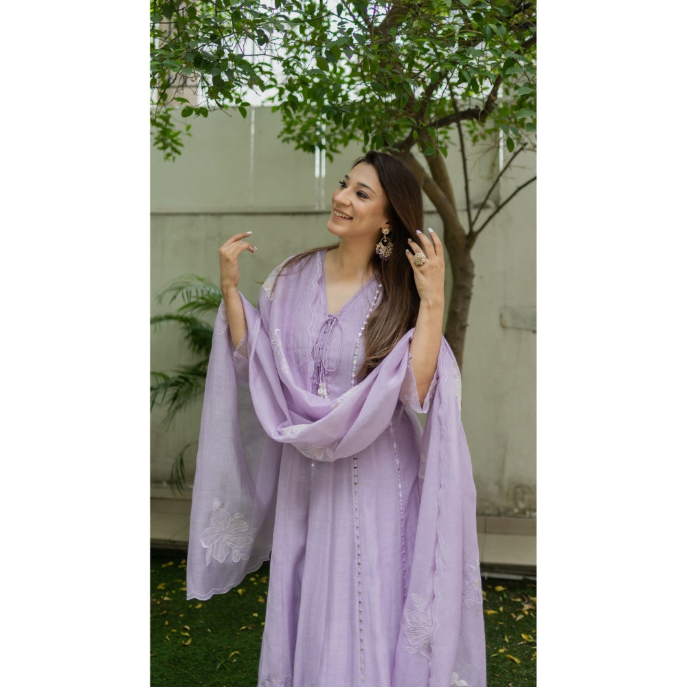 AM by Anita Mittal Zara Lavender Anarkali with Pant and Dupatta