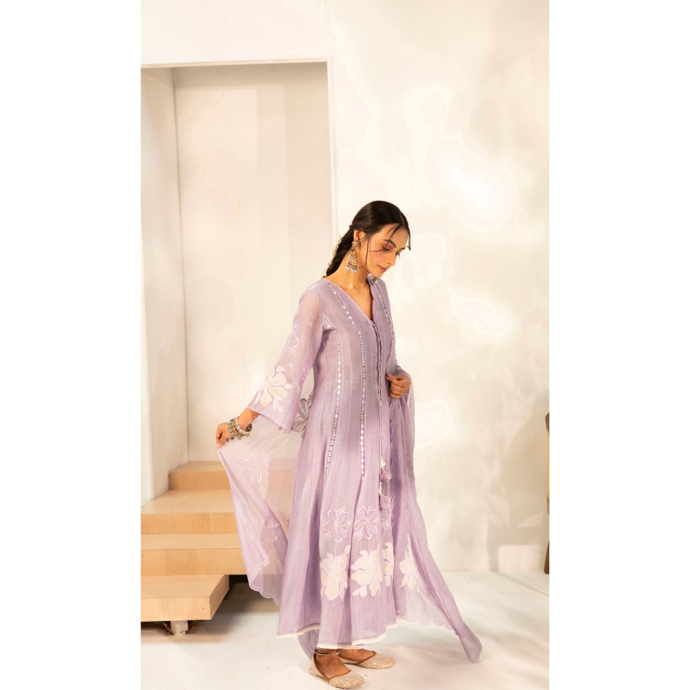 AM by Anita Mittal Zara Lavender Anarkali with Pant and Dupatta