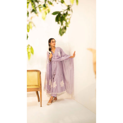 AM by Anita Mittal Zara Lavender Anarkali with Pant and Dupatta