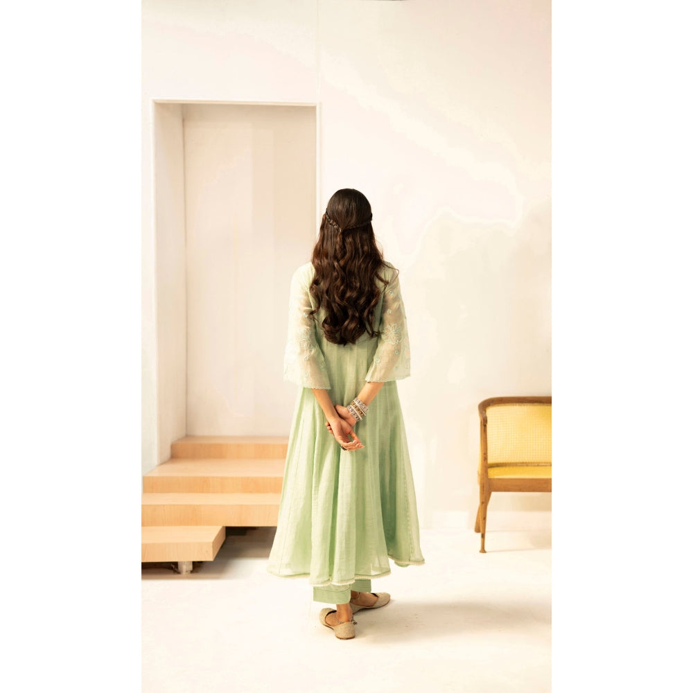AM by Anita Mittal Zara Green Anarkali with Pant and Dupatta