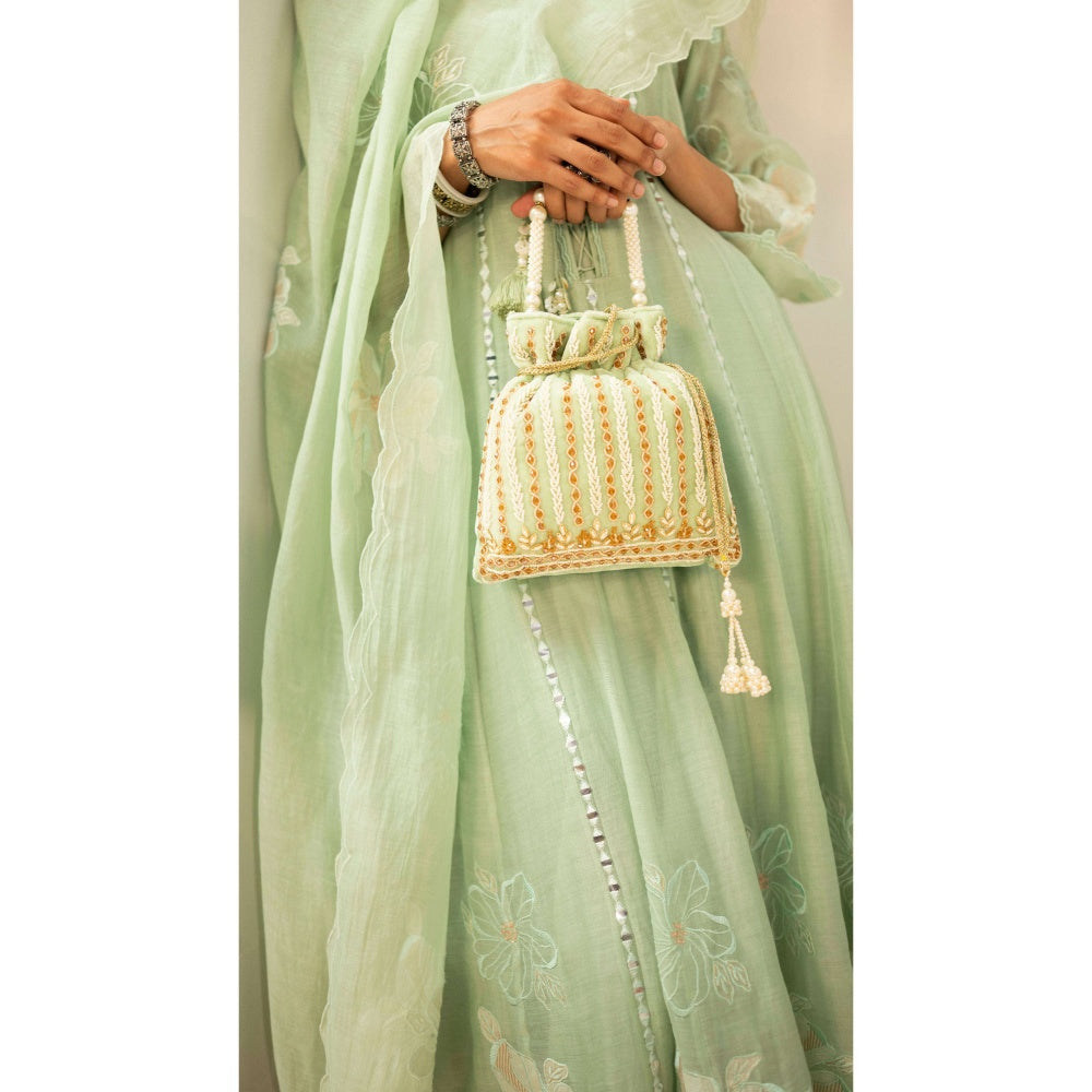 AM by Anita Mittal Zara Green Anarkali with Pant and Dupatta