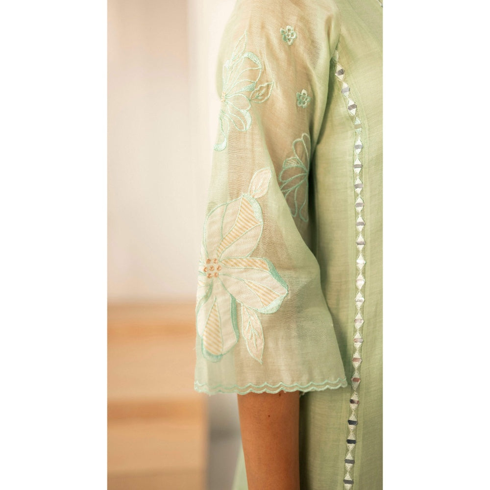 AM by Anita Mittal Zara Green Anarkali with Pant and Dupatta