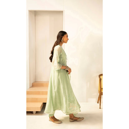 AM by Anita Mittal Zara Green Anarkali with Pant and Dupatta
