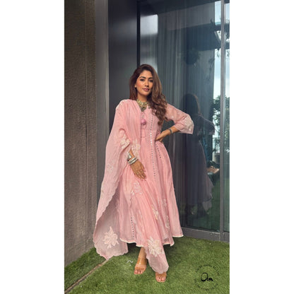 AM by Anita Mittal Zara Pink Anarkali with Pant and Dupatta