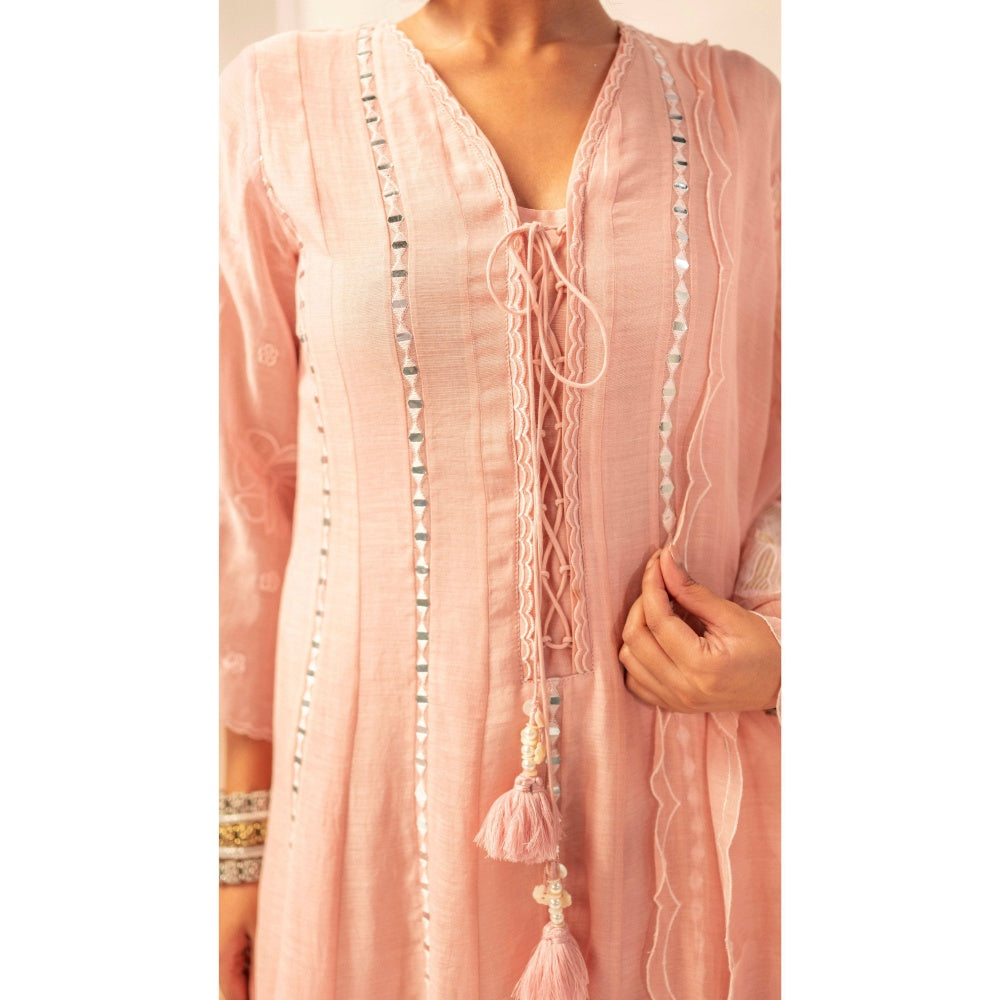 AM by Anita Mittal Zara Pink Anarkali with Pant and Dupatta