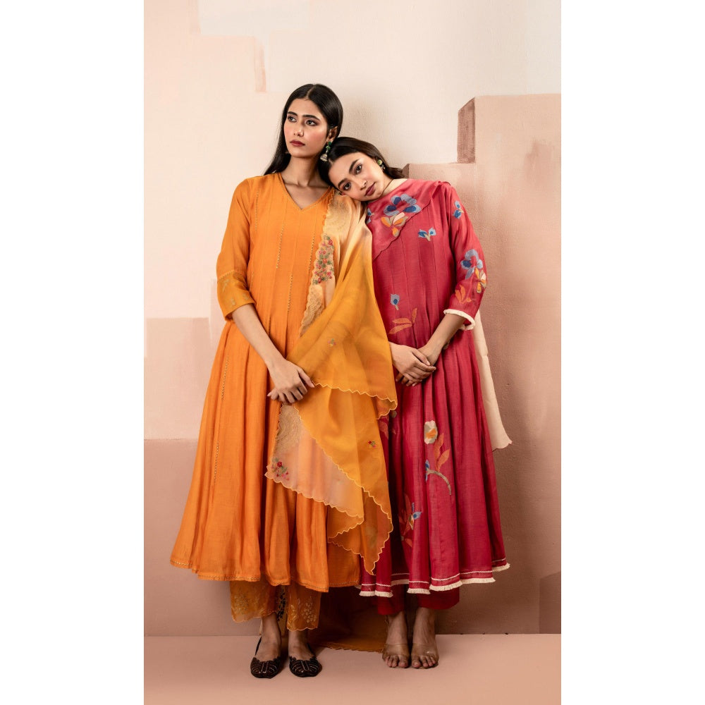 AM by Anita Mittal Ruhani Orange Anarkali with Pant and Dupatta