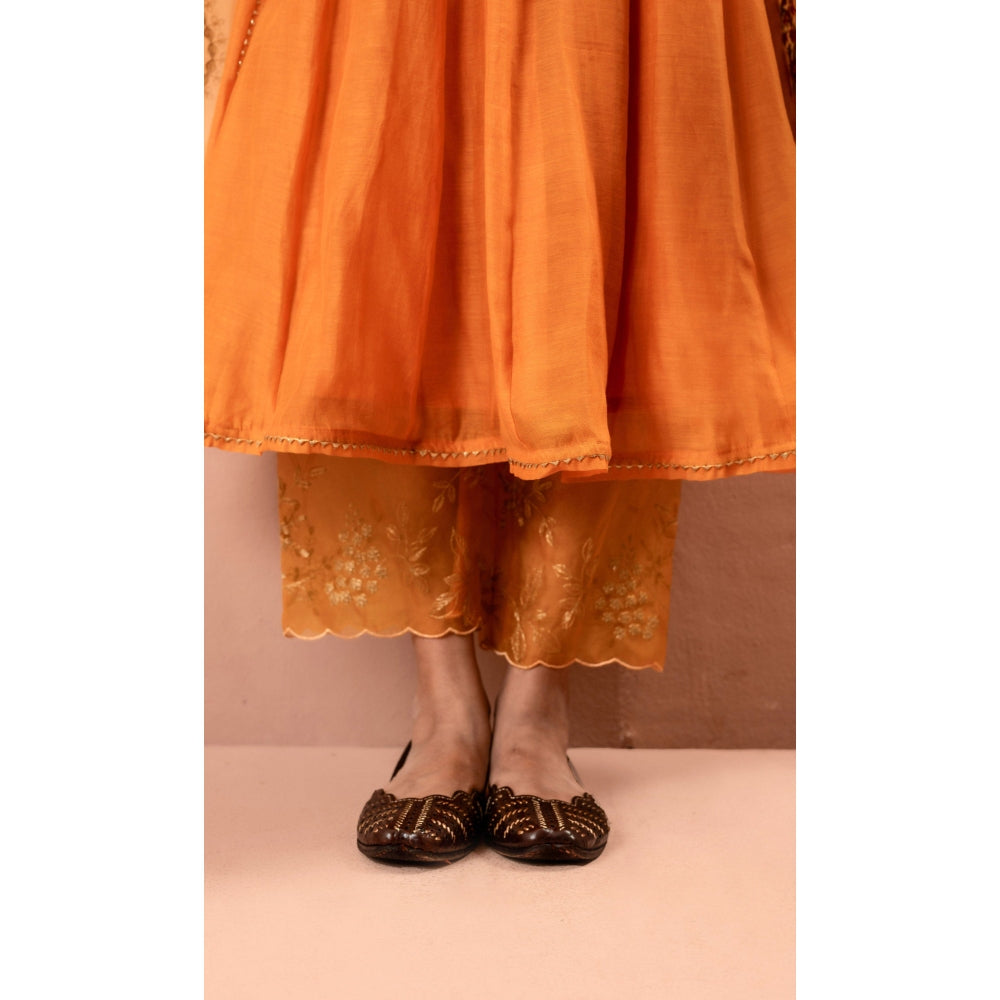AM by Anita Mittal Ruhani Orange Anarkali with Pant and Dupatta