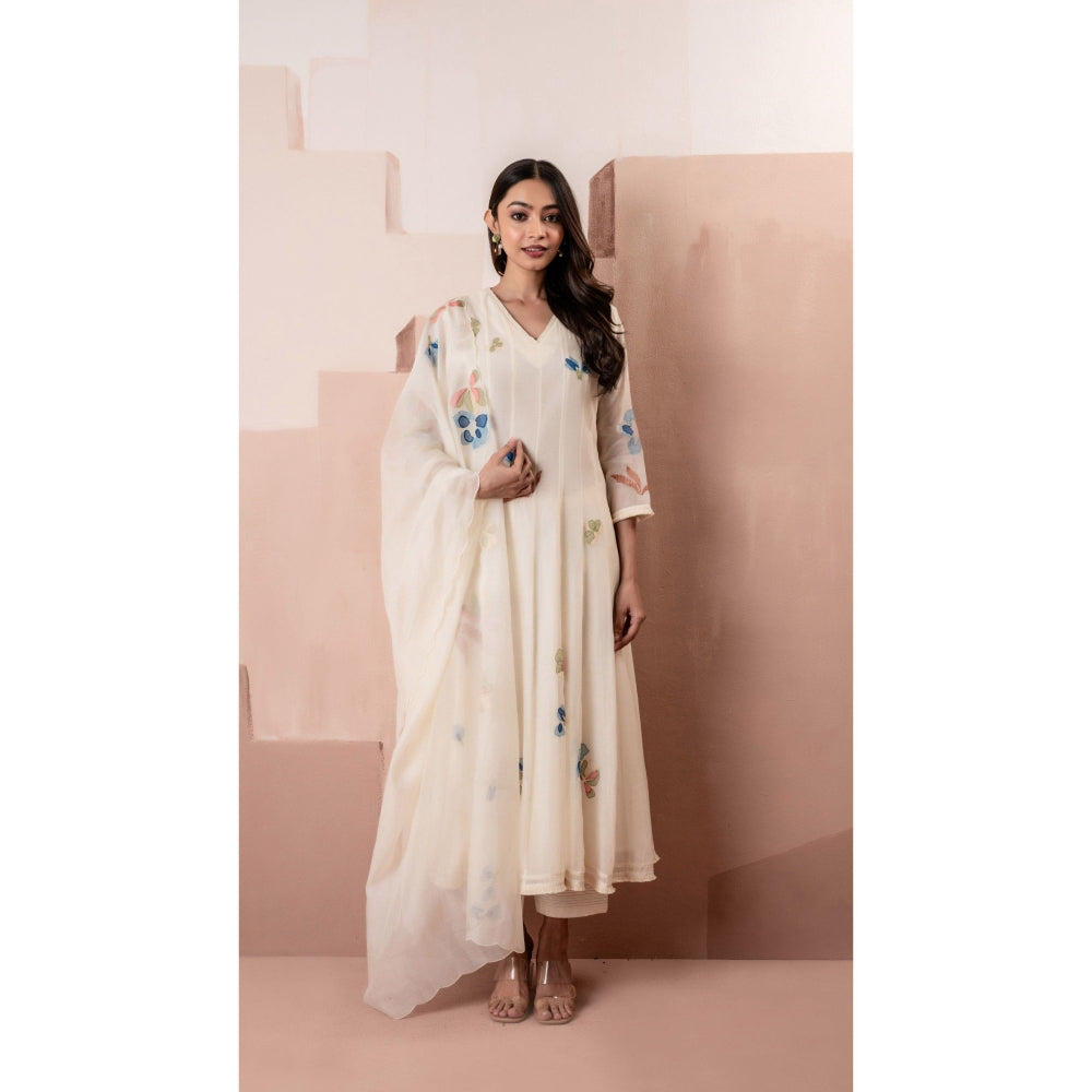 AM by Anita Mittal Frida Off White Anarkali with Pant and Dupatta