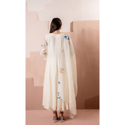 AM by Anita Mittal Frida Off White Anarkali with Pant and Dupatta