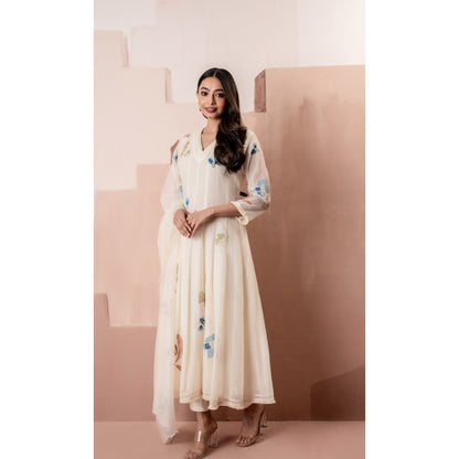 AM by Anita Mittal Frida Off White Anarkali with Pant and Dupatta