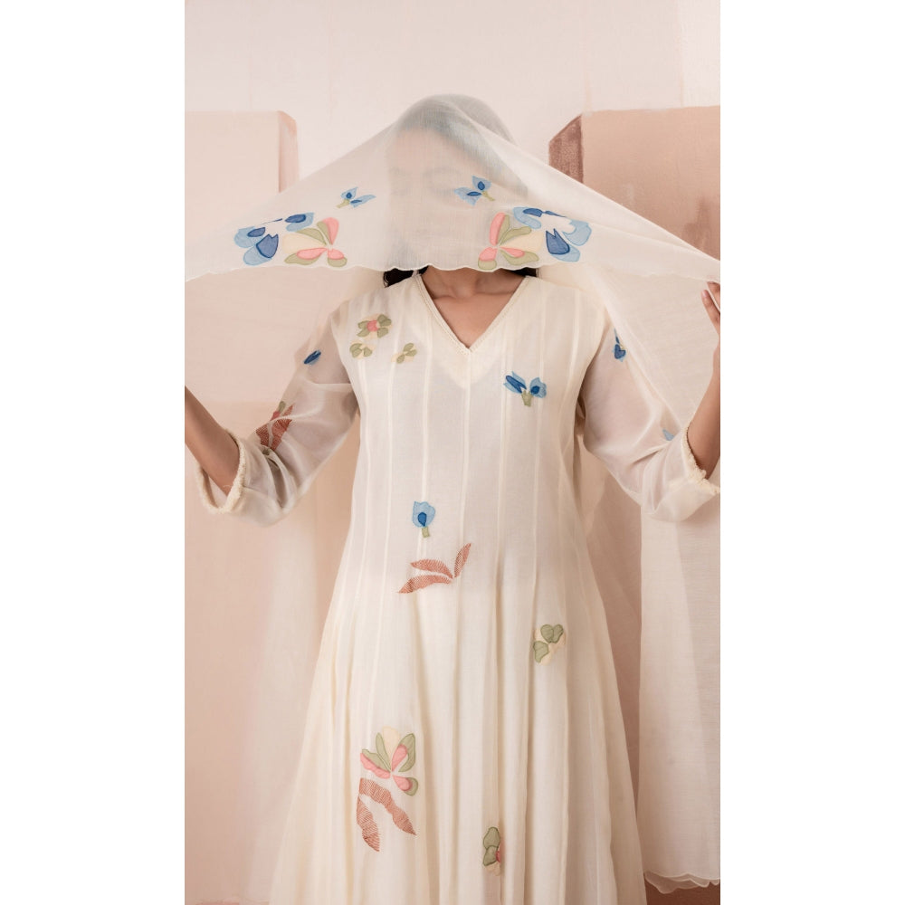 AM by Anita Mittal Frida Off White Anarkali with Pant and Dupatta