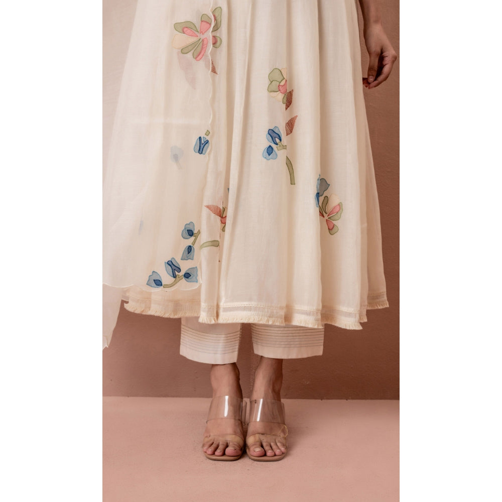 AM by Anita Mittal Frida Off White Anarkali with Pant and Dupatta