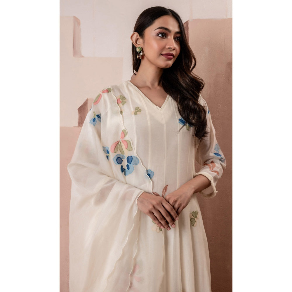 AM by Anita Mittal Frida Off White Anarkali with Pant and Dupatta