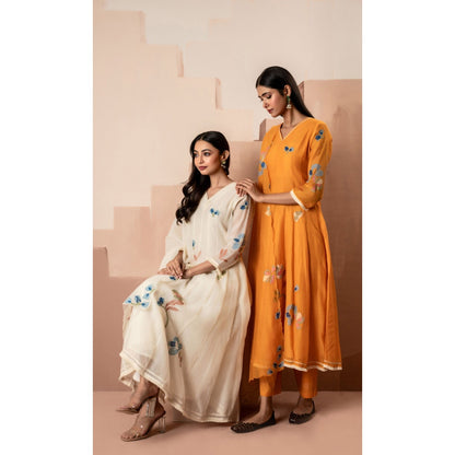 AM by Anita Mittal Frida Off White Anarkali with Pant and Dupatta