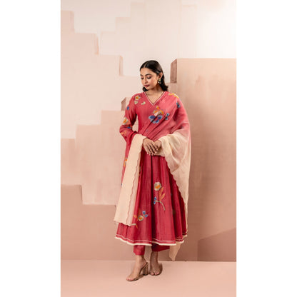 AM by Anita Mittal Frida Red Anarkali with Pant and Dupatta