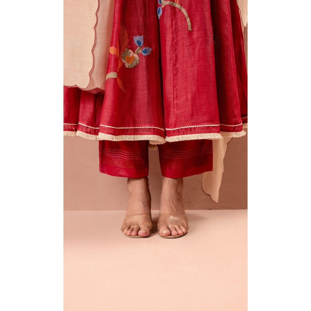 AM by Anita Mittal Frida Red Anarkali with Pant and Dupatta