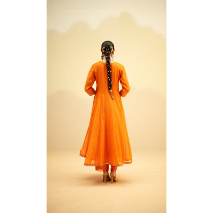 AM by Anita Mittal Taarini Orange Kurta with Pant and Dupatta