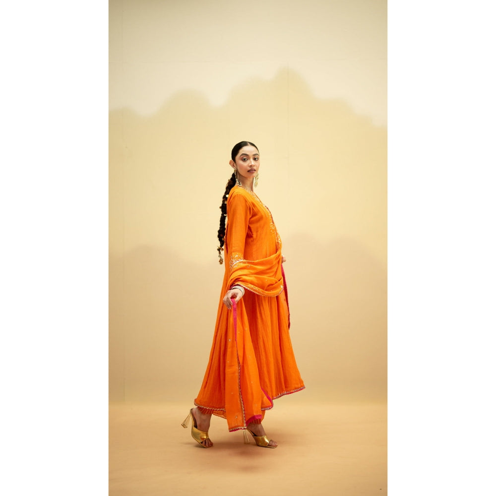 AM by Anita Mittal Taarini Orange Kurta with Pant and Dupatta