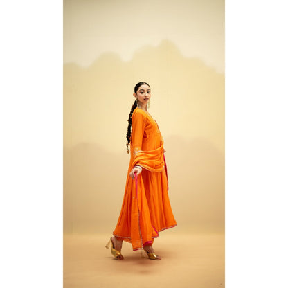 AM by Anita Mittal Taarini Orange Kurta with Pant and Dupatta