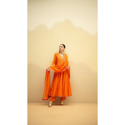 AM by Anita Mittal Taarini Orange Kurta with Pant and Dupatta