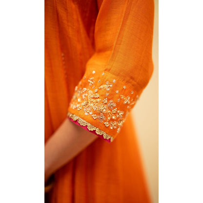 AM by Anita Mittal Taarini Orange Kurta with Pant and Dupatta