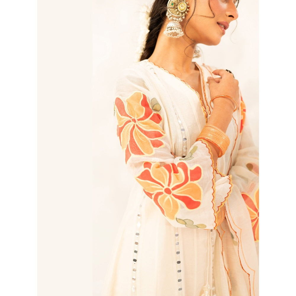 AM by Anita Mittal Zoya Off White Anarkali with Pant and Dupatta
