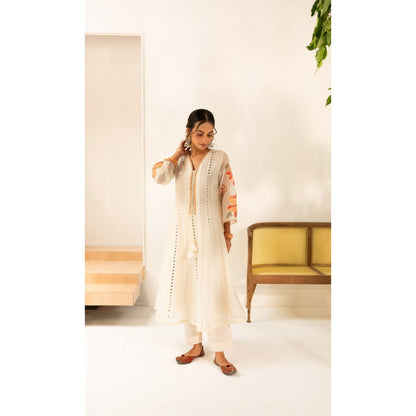 AM by Anita Mittal Zoya Off White Anarkali with Pant and Dupatta