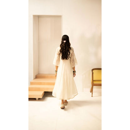 AM by Anita Mittal Zara White Anarkali with Pant and Dupatta