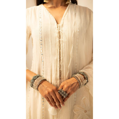 AM by Anita Mittal Zara White Anarkali with Pant and Dupatta