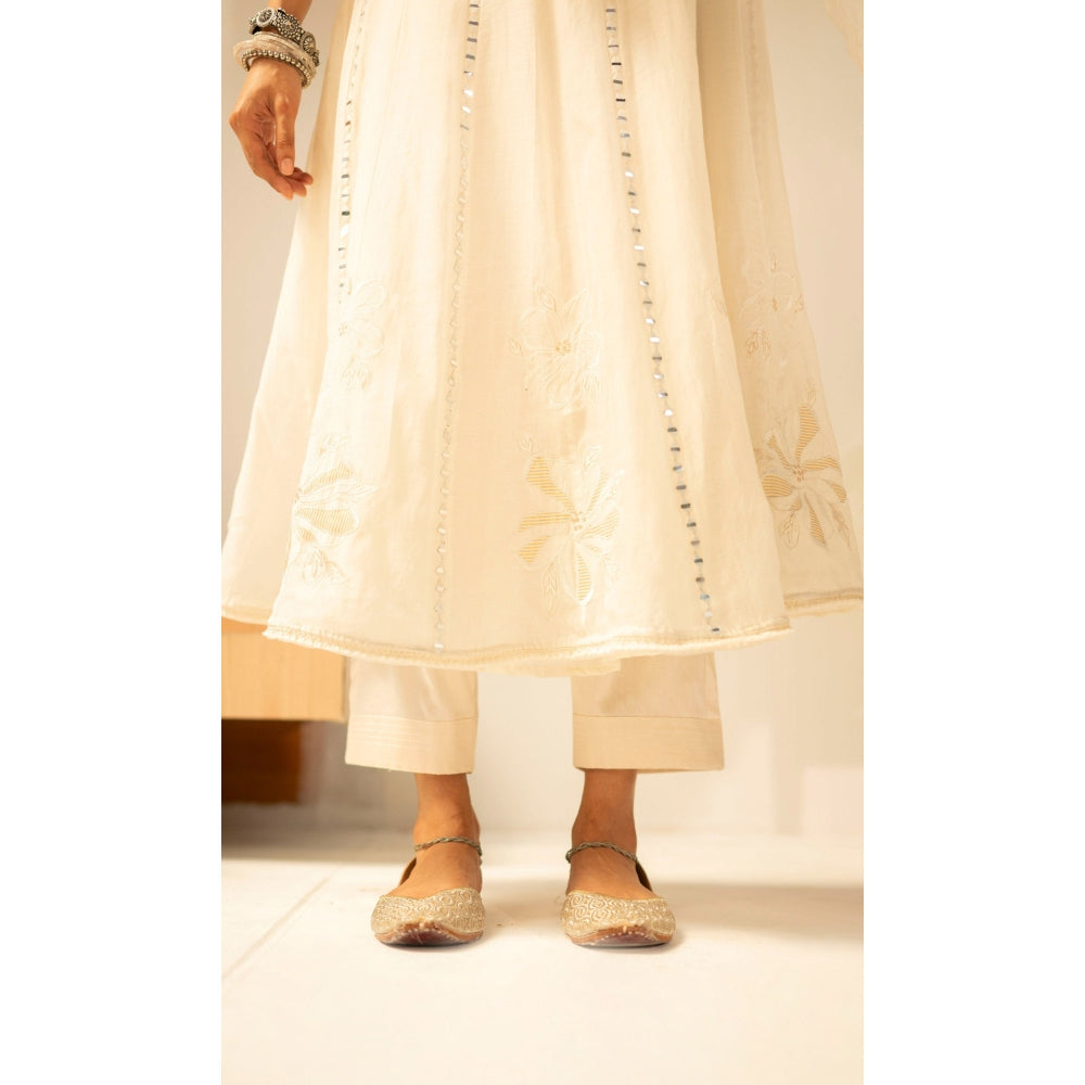 AM by Anita Mittal Zara White Anarkali with Pant and Dupatta