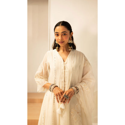 AM by Anita Mittal Zara White Anarkali with Pant and Dupatta