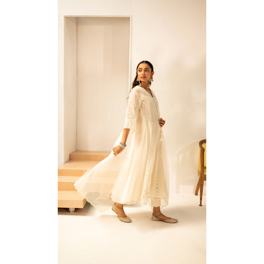 AM by Anita Mittal Zara White Anarkali with Pant and Dupatta