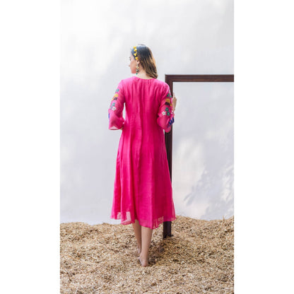 AM by Anita Mittal Zuri Pink Kurta with Pant and Jacket