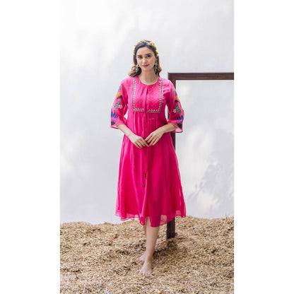 AM by Anita Mittal Zuri Pink Kurta with Pant and Jacket