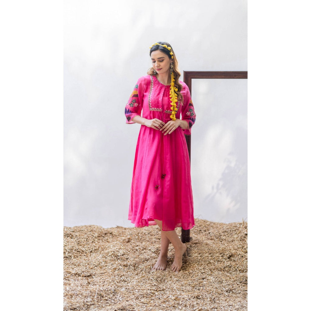 AM by Anita Mittal Zuri Pink Kurta with Pant and Jacket