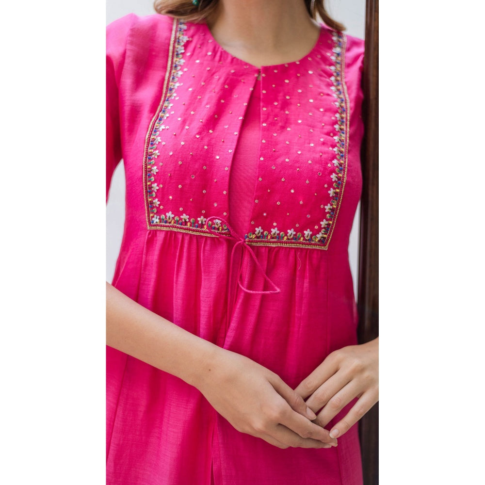 AM by Anita Mittal Zuri Pink Kurta with Pant and Jacket