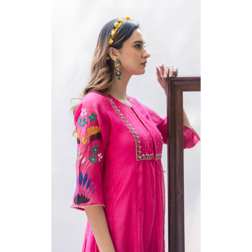 AM by Anita Mittal Zuri Pink Kurta with Pant and Jacket