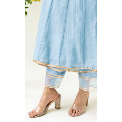 AM by Anita Mittal Muskat Blue Angrakha with Pant and Dupatta