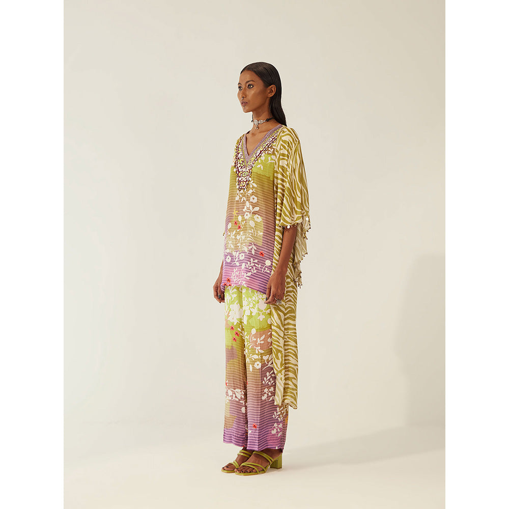 Amka India Multi-Colour Nika Fika Top with Pants & Cape (Set of 3)