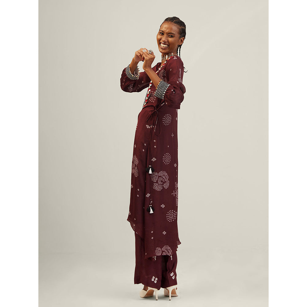 Amka India Maroon Gul Kurta with Pants (Set of 2)