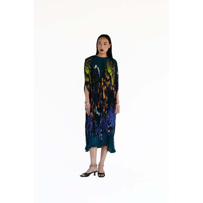 Amka India Blue Bloom Printed Kaftan