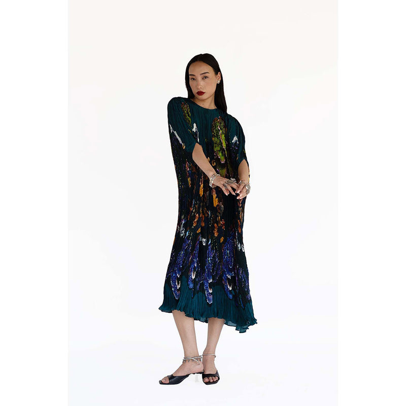Amka India Blue Bloom Printed Kaftan