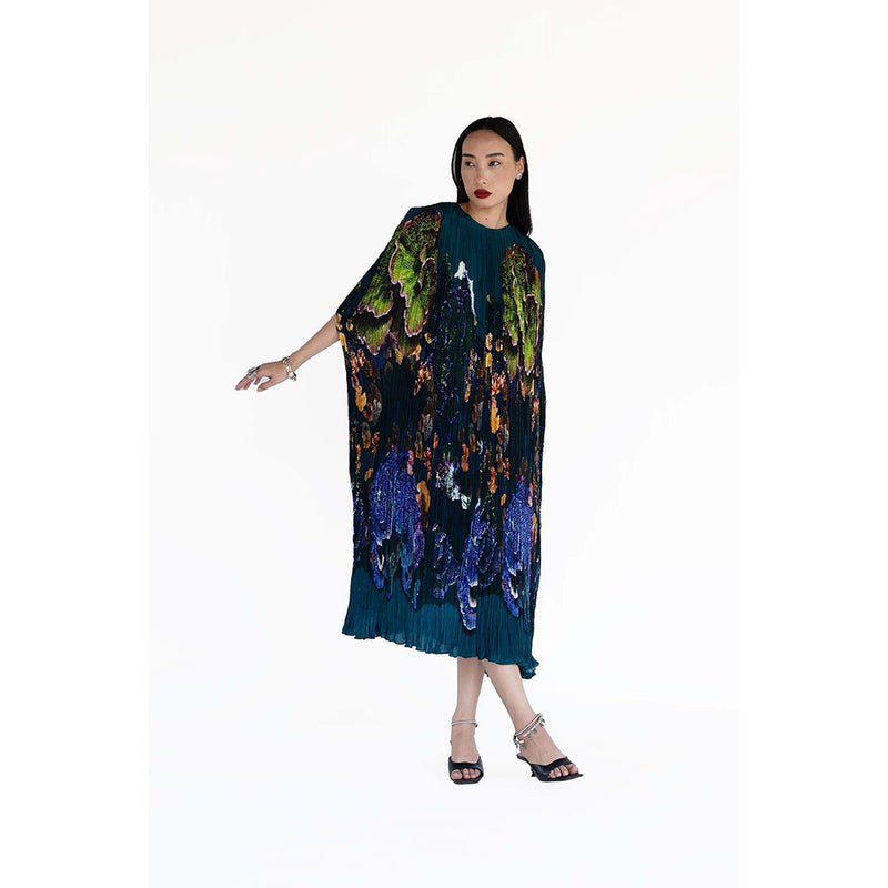 Amka India Blue Bloom Printed Kaftan