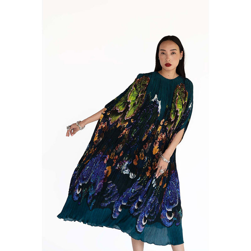 Amka India Blue Bloom Printed Kaftan