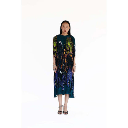 Amka India Blue Bloom Printed Kaftan