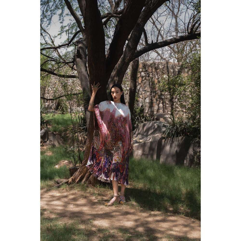 Amka India Pink Bloom Printed Kaftan